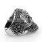 Fashion Flower Skull Gothic Black Poker Party Rock Biker Stainless Steel Terminator Ring