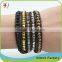 Orange Colored Stone Bead Wrap Leather Bracelet With A Stainless Steel Clasp