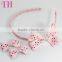 low price 3 in 1 sweat headband manufacturer bow grosgrain fabric custom pattern wedding hair accessories for kids