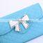 Wallet Design Bright Grid Handbag Magnetic Flip PC PU Leather Case for Samsung Galaxy S6 With Rhinestone Bowknot Buckle