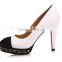 2016 latest hot sale black and white women high heel shoes plus size women