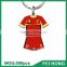 Wholesale bulk metal custom world cup printed soccer shirt keychain