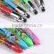 multifunctional plastic ball pen for touch screen stylish transparent colorful plastic ball pen with metal click bottom