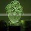 694-3d Potted Flower Roses Decor Colorful Light 3d Visualization Table Lamp Home Decor Night Lamp