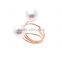 White Natural Pearl Multilayer Gold plated ring adjustable for Women Gift