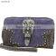 WESTERN TOP ZIP CLOSURE RHINESTONE BUCKLE WALLETS