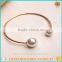 2016 hotsale style titanium steel rose gold pearl open end bangle bracelet