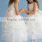 A-Line/Princess Scoop Neck cap sleeves Ankle-Length Organza Flower Girl Dress With Bow(s) Cascading Ruffles