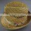 female natural grass straw jazz fedora top hats