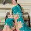 Buy Teal Bhagalpuri Silk Saree Online