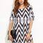 Black And White Chevron Print Shift Dress with High Quality