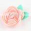 Rose Flower With Leaf Embellish For Hat , Decorative Fabric Flower For Clothing