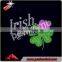Wholesale Iron on Crystal Shamrock Rhinestone Motif Hotfix St.Patrick's Day Bling Bling T-shirt