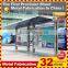 powder coating metal prefabricated bus stop shelter with low price and lightbox in foshan for 32 years