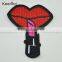 3D Colorful Fashionable Lip Custom Embroidery Textile Patches WEF-076