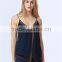 new design ladies sequin embroideried beaded navy cami top