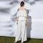 Oem Service 2016 Wholesale Women White and Black Off Shoulder Belted Wide Leg Jumpsuits