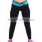 3/4 Length block color mixed design Women's Tights Capri Leggings for running yoga excersize dancing
