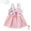 european kids dress fashion style flower printed short sleeve cotton baby girls dress