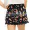 Women Printed Lace Trim Elastic Waist Shorts Ladies Causal Shorts Pants