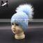 Womens Girls Real Large Raccoon Fur Pom Pom Winter Beanie Hats