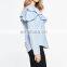 Hot Wholesale Fashion Ladies Striped Shirt Flounce Sloping Shoulder Casual Blouses