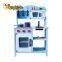 2019 Newly released classic blue wooden toy kitchen set with electronic stove W10C045