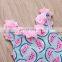 2019 Summer New Ruffle Watermelons Print Girls Swimwear Children Bikini Full Pink Blue Kids Girls Swimwear