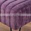 Modern home use stool tufted velvet ottoman stool with metal legs living room pink ottoman
