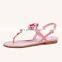 Latest flower design pink color flats sandals for women other colors are available