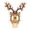 Nordic Decorative Antlers Antique Rustic Country Village Led Deer Head Resin Crystal Glass Wall Mount Lamp Light for Bars Hotel