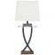 Customized Modern simple hotel villa high-end bedroom table lamp living room study metal & fabric table lamp with wooden base