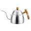 304 Stainless Steel Espresso Coffee Kettle Coffee Tea Pot with Wood Handle