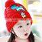 2015 Newest Letter SM Snowman Style Polar Fleece Inside Wool Knitted Baby Girl Winter Cap Quality Choice