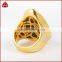 Fashion gold plated natural turquoise bezel cuff ring