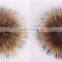 12-15cm 100% real raccoon fur pom poms with snap button for beanie hat