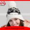 Trendy Animal Fur Ball Hat Fluffy Raccoon Pom Poms Knit Hat jacquard Beanies