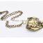 Trending 2016 vintage design flower picture antique gold shield necklace