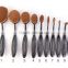 Best sell 10pcs tooth shape oval makeup foundation brush set with private brand accept OEM&ODM