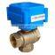 3 way 1" brass motorizd valve 3.6v 5V 12v 24v T flow for solar water system hot water control