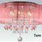 Pink modern crystal pendant light for high ceilings