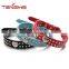 Pet collar with 2 rows rhinestone bling heart studded leather dog pet collar for small dog