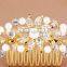 Fashion Gold Plated Faux Pearl Crystal Hair Jewelry Wedding Bridal Hair Comb