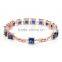 Fashion gold jewelry dubai india gold plated princess cut sapphire crystal bracelet for wedding engagement anniversary