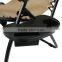 Patio Durable Beige Folding Soft Zero Gravity Chair with Cup Holder