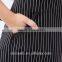 Adjustable Bib Apron with Pockets - Extra Long Ties, Commercial Grade, Unisex - Black/White Pinstripe