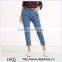 Wholesale Button Fly Cropped Turn Up Casual High Waist Pants