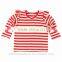 Flutter design smart baby wear red and white clothes Striped cotton girl shirt