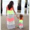 Women Fluorescent Color Beach Long Dress Cute Mommy Daughter Maxi Dress