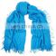 factory price custom cheap cashmere and silk blend fringe scarf